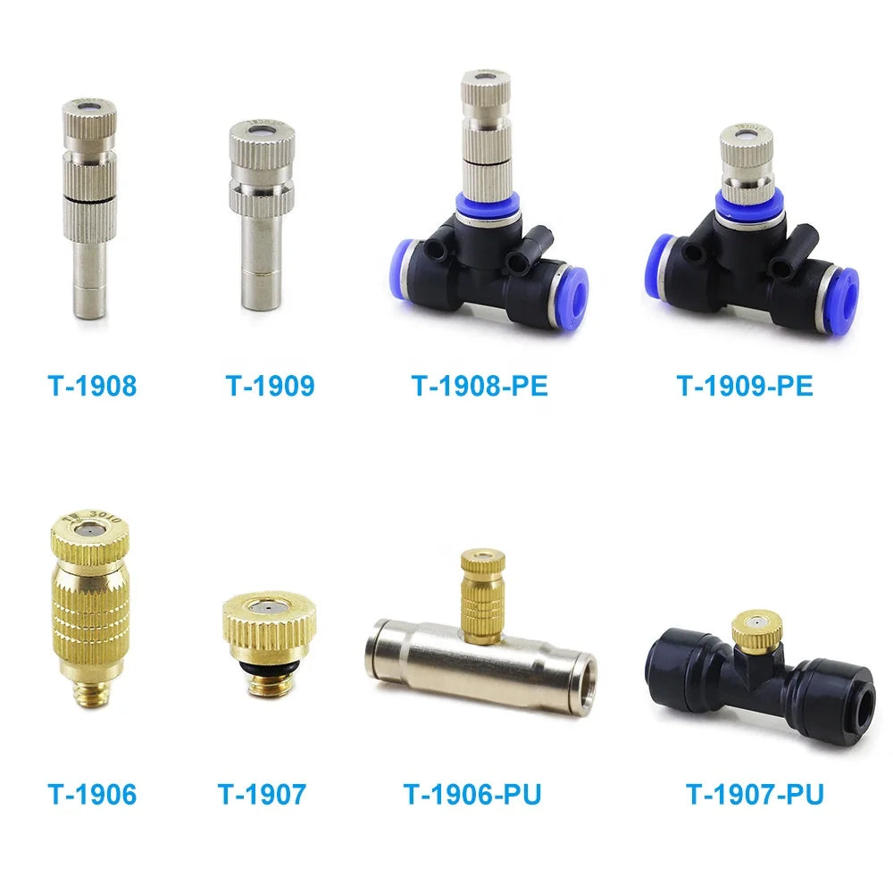 0.2-0.8mm Brass and Plastic Mist Nozzle Spray Head Low to High Pressure 4-50 Bar Water Air Mist Spray Nozzles