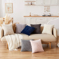 Customized Rabbit Plush Grid Sofa Pillow Home and Decoration Sofa Cushion Cover Ins Simple Pillow Cases Bedhead Pillow Cover