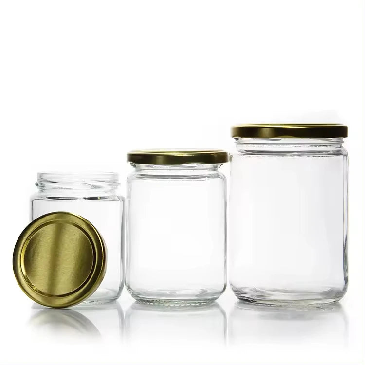 Hot Sell Round Shape Food Packaging Round Glass Bottle Peanut Butter Chocolate Candy Cereal Glass Jar
