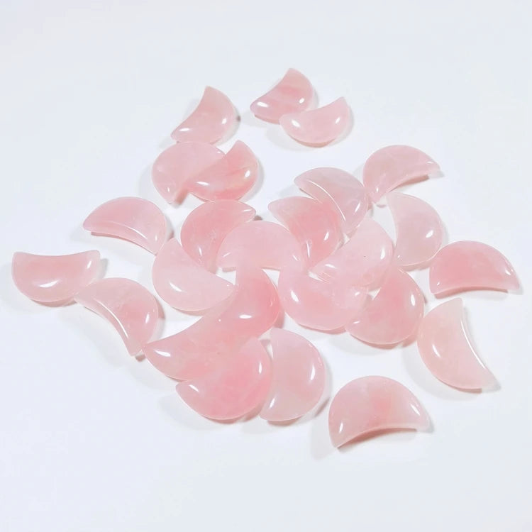 Hongzhuo All Kinds of Quartz Crystal Rose Quartz Moon Shaped Healing Chakra Stone Crafts