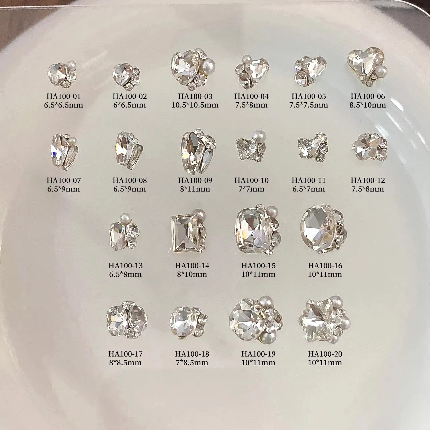 Handmade Diamond Balls Nail Art Accessories White Zircon Stacked Diamond Decorations with Full Sparkle Right Angle Rhinestones