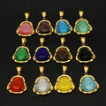 28*34mm Stocks Fashion Cheap 18k Gold Iced Stainless Steel Laughing Buddha Pendant