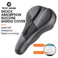 For WEST BIKING Leather Silicone Memory Foam Bike Seat Cover Thickened High Elastic Soft Comfortable Cycling Bicycle Saddle Simp