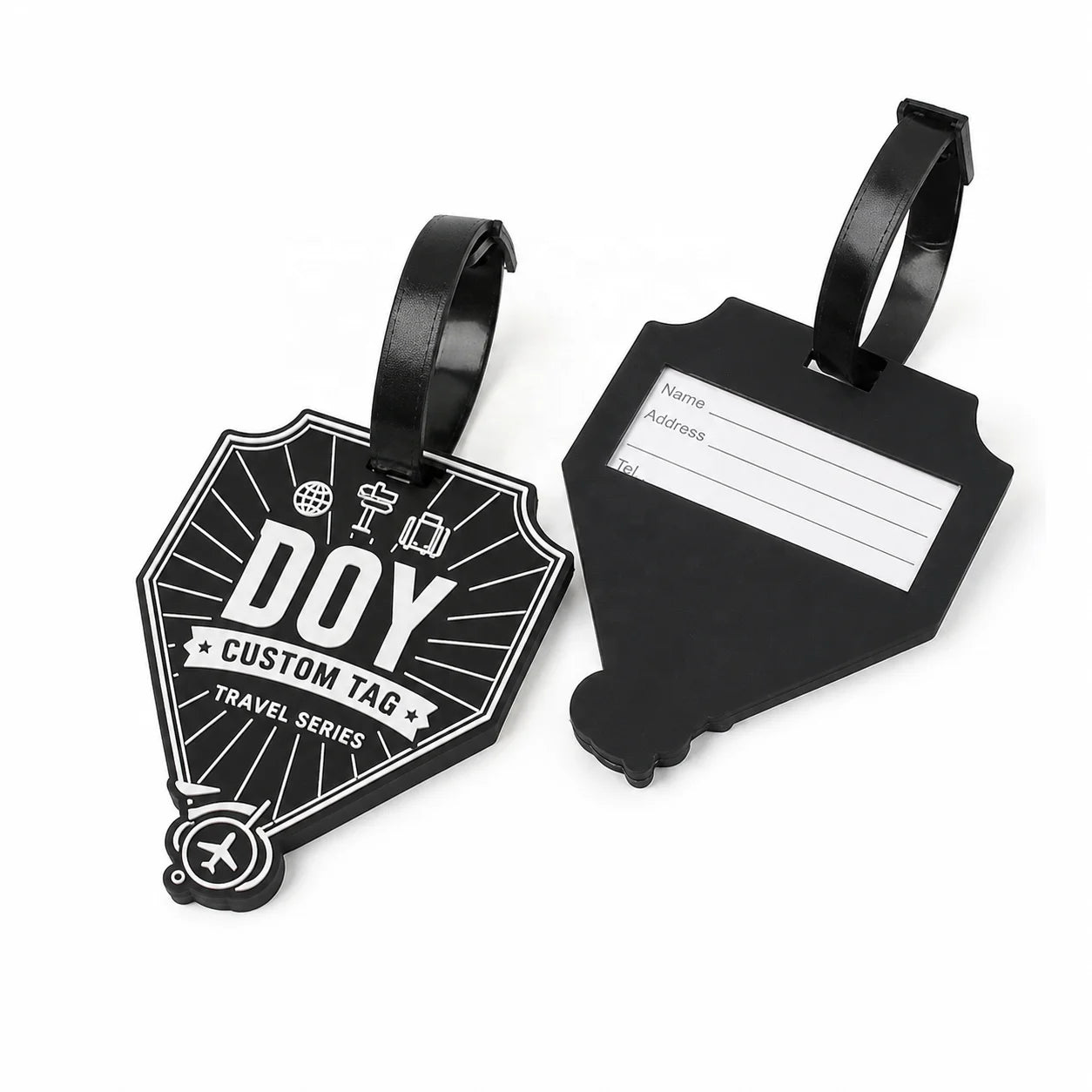 Travel Labels Wholesale Custom Shape Embossed Waterproof Soft Rubber Luggage Tag With Name Logo
