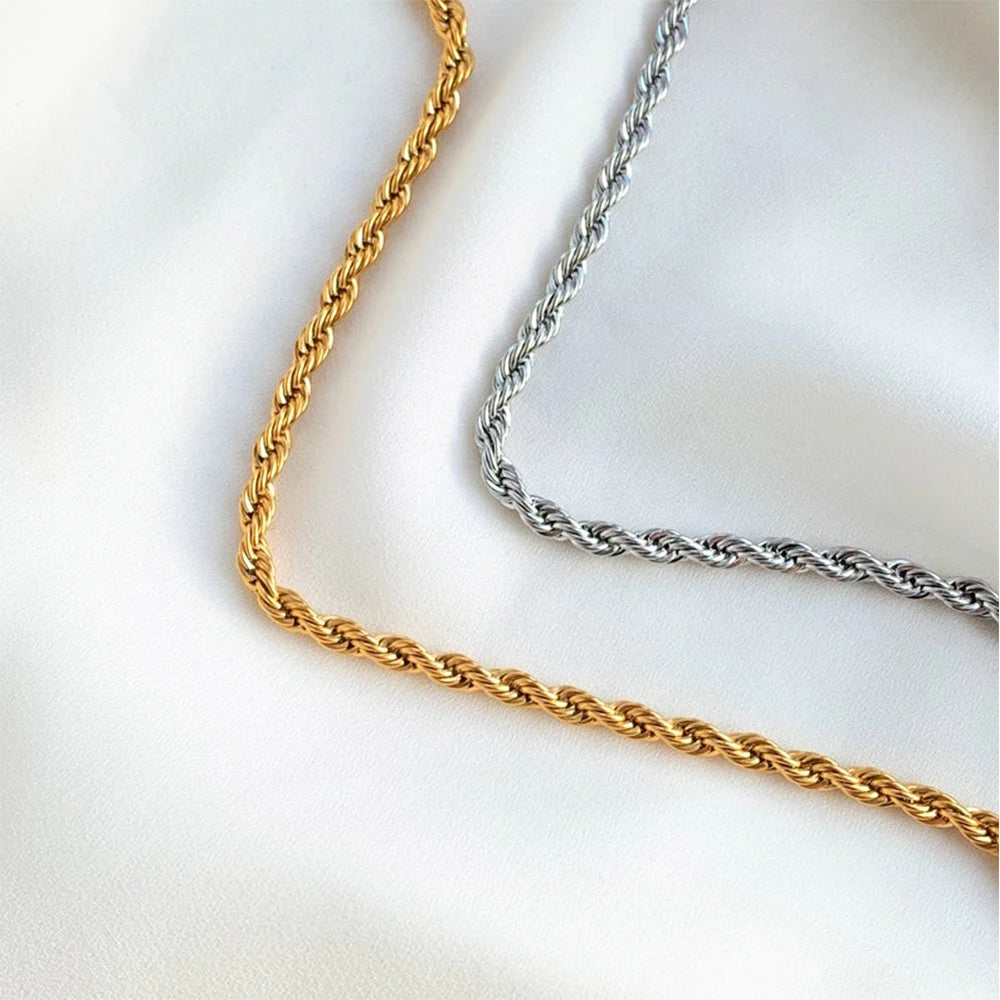 Rope Chain 5 mm Thick Rope Chain Acero Quirurgico Joyas Necklaces Stainless Steel Gold Rope Necklace for Jewelry Making