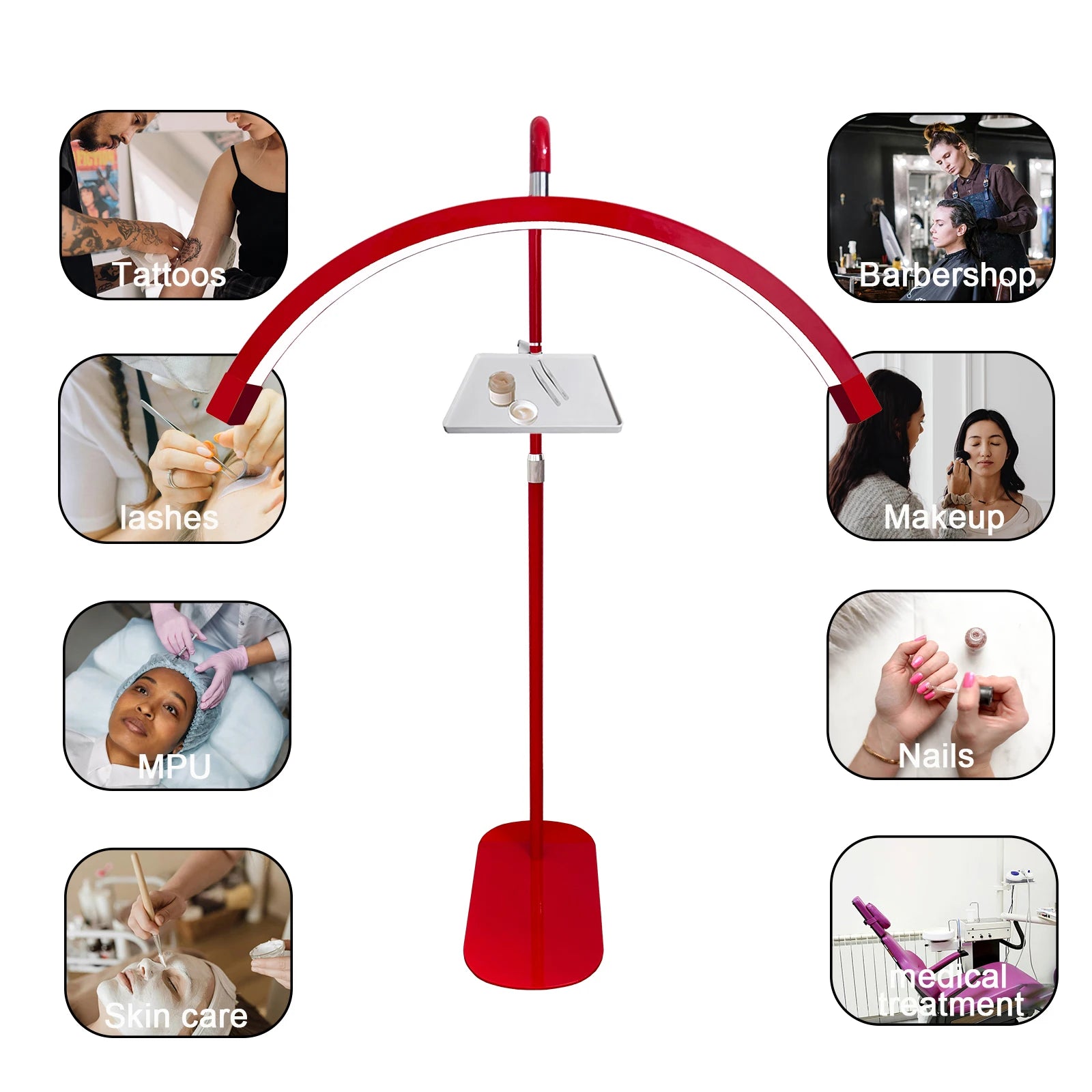 FOSOTO Adjustable Half Moon Light Eyelash Extension Lamp Ring Light Floor Lashes Lamps for Lashes Makeup Photography Beauty Lamp