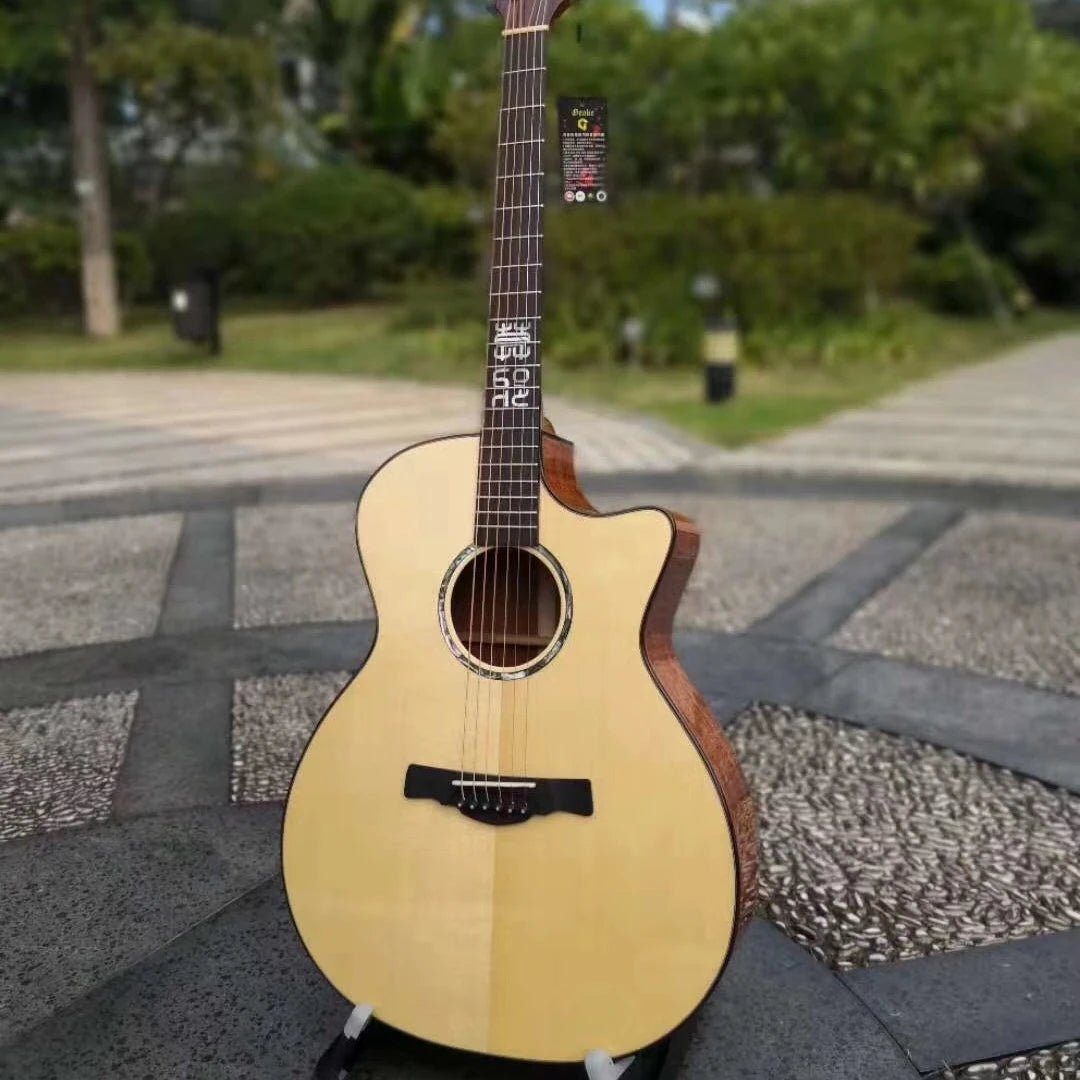 Handmade All Solid Spruce Mahogany Acoustic Guitar