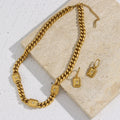 Dreamshow Zircon North Star Pendant Necklace Square Brand Pendant Necklace Pendant Hoop Earrings