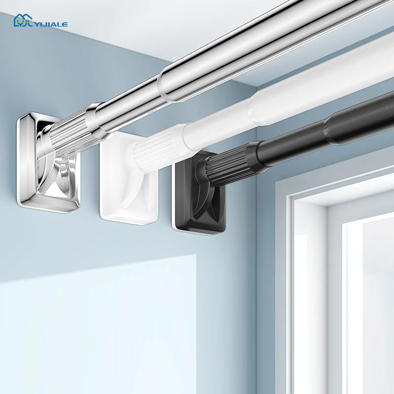 Black Adjustable Curtain Rod Corner Shower Curtain Rod Tension Modern Window Curtain Rods Set