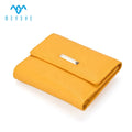 OEM Factory Custom High Quality Yellow PU Leather Trifold RFID Blocking Ladies Coin Purse Wallet Cardholder