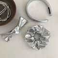 Small Silver Color Hair Clip Female Summer New Large Hairband Silvery Color Scrunchies