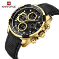 NAVIFORCE 9197 Black Genuine Leather Band Business Quartz Watches Men Wrist Luxury Couple Male Sport Luminous Montre Homme