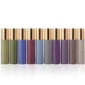 New Arrival Cosmetic Packaging Morandi Color 5ml 10ml Refillable Empty Roll on Glass Bottle with Glossy Gold Cover