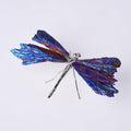 Wholesale Electroplate Natural Crystal Animal Statue Blue Tourmaline Dragonfly  Feather Cluster for Decor