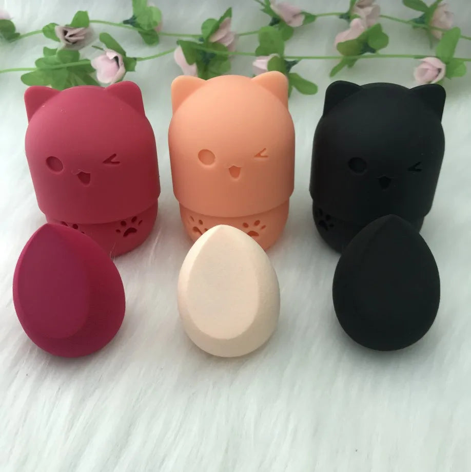 Hot Selling FLY Black Latex Free 40x60mm Washable Facial Beauty Makeup Sponge Customizable Color Private Label Box