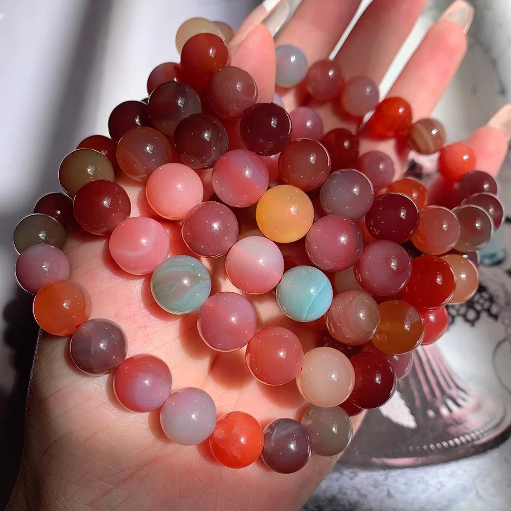 8mm 10mm Exquisite Colorful Candy Agate Yanyuan Agate Gemstone Bracelet for Women Girls
