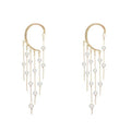 G1493 Wholesale Korean Hot Sale Jewelry Long Cuff  Earring Personality Without Ear Holes Ear Hanging Pearl Tassel Earrings