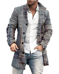 Wholesale Fashion Men's Mid-Length Trench Coat Casual Plaid Long-Sleeved Coat for Autumn Winter