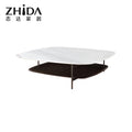 Zhida Hot Selling Modern Extendable Living Room Coffee Table Good Quality White Black Marble Square Base