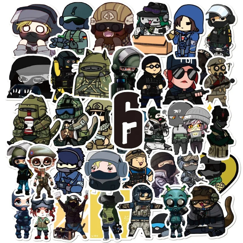 46Pcs Rainbow Six Stickers Shooting Game Label For Boy Table Computer Phone Car Laptop DIY Graffiti Sticker Vinyl
