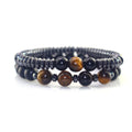 Variety Hematite Beaded Natural Stone Bracelet 2pcs/set ST172