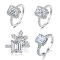 Fine Jewelry 1Ct Emerald Cut VVS D Moissanite Diamond Ring 925 Sterling Silver White Gold Plated Engagement Ring