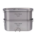 Camping Titanium Mess Tin Outdoor Camping Cookware Pot Set 750ml+450ml Canteen Lunch Box and  Water Cup