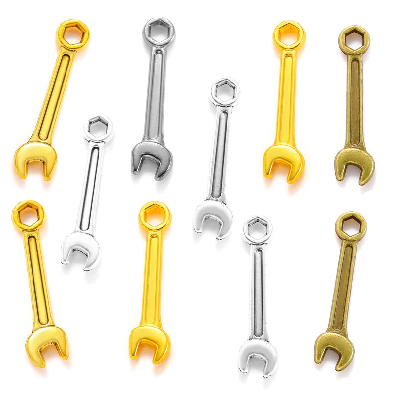 5 Color Spanner Charms Necklace Key Chain Pendant Bracelet Jewelry Making Handmade Crafts Diy Supplies 24*6mm J474