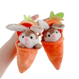 Wholesale Cute Plush Carrot Rabbit Doll Keychains Toy Pendant Plush Transforming Carrot Rabbit Bunny Keyring Stuffed Animal Toys