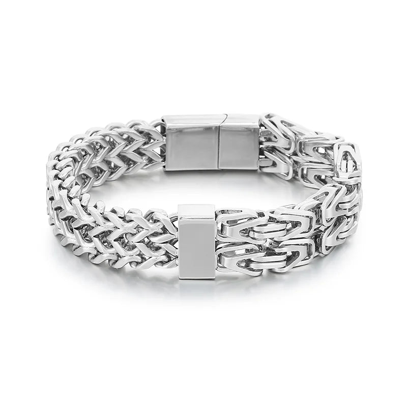 KALEN Casual Men Multiple Colors Stainless Steel Herringbone&Byzantine Links Bracelet