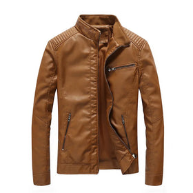 Men's Spring and Autumn New PU Leather Jacket for Men Washed Thin Motorcycle Leather Jacket