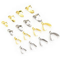 50pcs Stainless Steel Gold Color 4-sizes Pendant Pinch Bail Clasps Necklace Hooks Clips Connector DIY Jewelry Making Findings