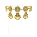 Vintage Gold Metal  Blue Beads Flower Belt Long Chain Waist Chain Gypsy Ethnic Body Jewelry Ethnic Waist Chains