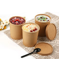 Customized Kraft Paper Bowl Soup Cups With Plastic Lid Boxes Container 32 Oz Factory Price