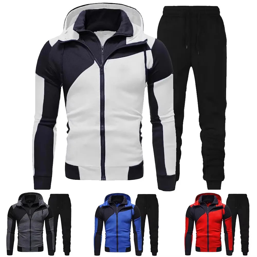 M-3XL Men's Autumn Winter Tracksuit Zipper Hoodie and Pants 2 Piece Casual Sportswear Jogger Running Suit Fitness Sweatshirt