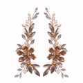 Trendy Bride Pearl Flower Hair Clips Rose Gold Leaf Hair Pins for Women