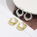 EM1375 Fashion Bohemian Wide 18k Gold Plated Brass Hammered Hoops Earrings