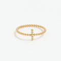 High End Pvd Gold Plated Tiny Dainty Cross  Bead Stainless Steel Rings for Women Trendy Jewelry Wholesale