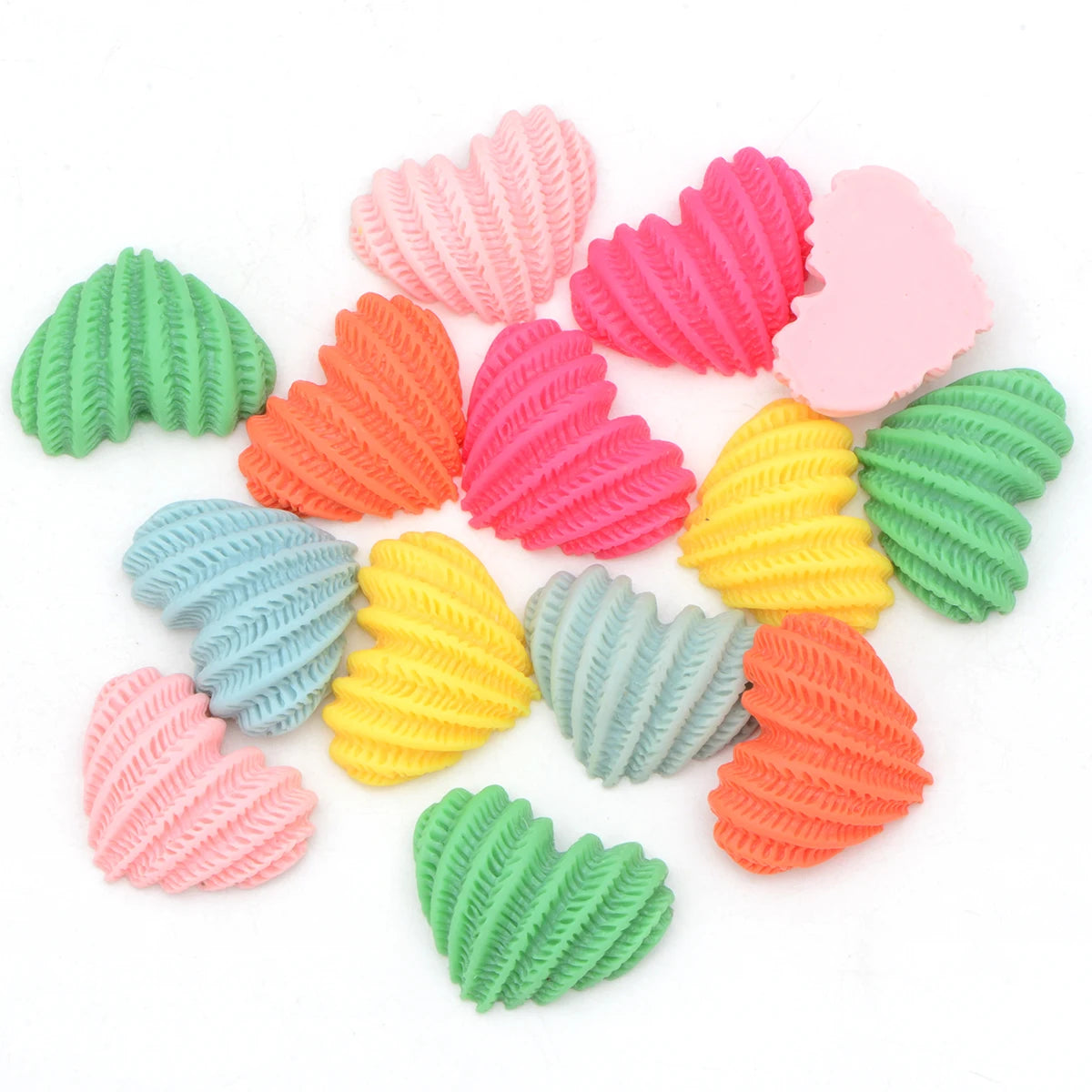 JUNAO Bulk Colorful Love Rhinestone Stripe Design Flatback Charm Resin Heart Cabochons for Scrapbooking Jewelry