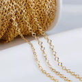 Wholesale 3.8mm DIY Loose Chain Brass 18K Gold Plated Hammered Heart Chain for Jewelry Manufacturing Supplier