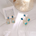 2023 New Korean Alloy Blue Silver Needle Earrings High-end Enamel Stud Earrings Without Pierced Ear Clips for Women