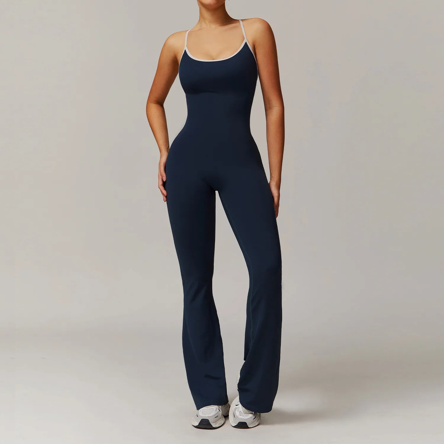 Women's Workout Romper Quick Dry Yoga Flared Leggings Jumpsuits Onesie One Piece Workout Stretchy Jumpsuit