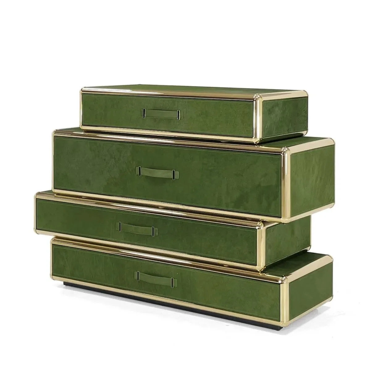 High-End Custom Velvet 4-Drawer Storage Cabinet Solid Wood Frame Handmade Contemporary Design Apartment Villa Dining Living Room