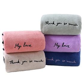 Multi-Colored Super Absorbent Microfiber Bath Towel Quick Dry Embroidery Plain Solid Style for Home and Gym Use