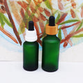Frosted Green 50ml Cosmetic Bottle with Bamboo Dropper Lid