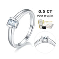 Abiding Jewelry Factory Direct Sale 925 Sterling Silver Engagement 0.5CT Crushed Ice Elongated Radiant Moissanite Ring