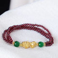 Iayered Healing Garnet Couple Feng Shui Bracelet Adjustable Rose Quartz Birthstone Anxiety Fortune Bracelets for Men Women