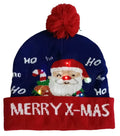 LED Christmas Light up Xmas Warm Pom Pom Cuff Beanie Knitted Cap Unisex Winter LED Hat Jacquard Beanie Santa Beanie