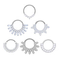 G23 ASTM F136 Titanium Piercing New Fahion Nose Ring Inlay Zircon for Women Clicker Nose Rings Nose Septum Body Piercing Jewelry