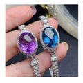 Hot Popular 925 Sterling Silver Bracelet Cute Crystal Matching Natural Amethyst and Topaz Classic Gold Plated for Parties